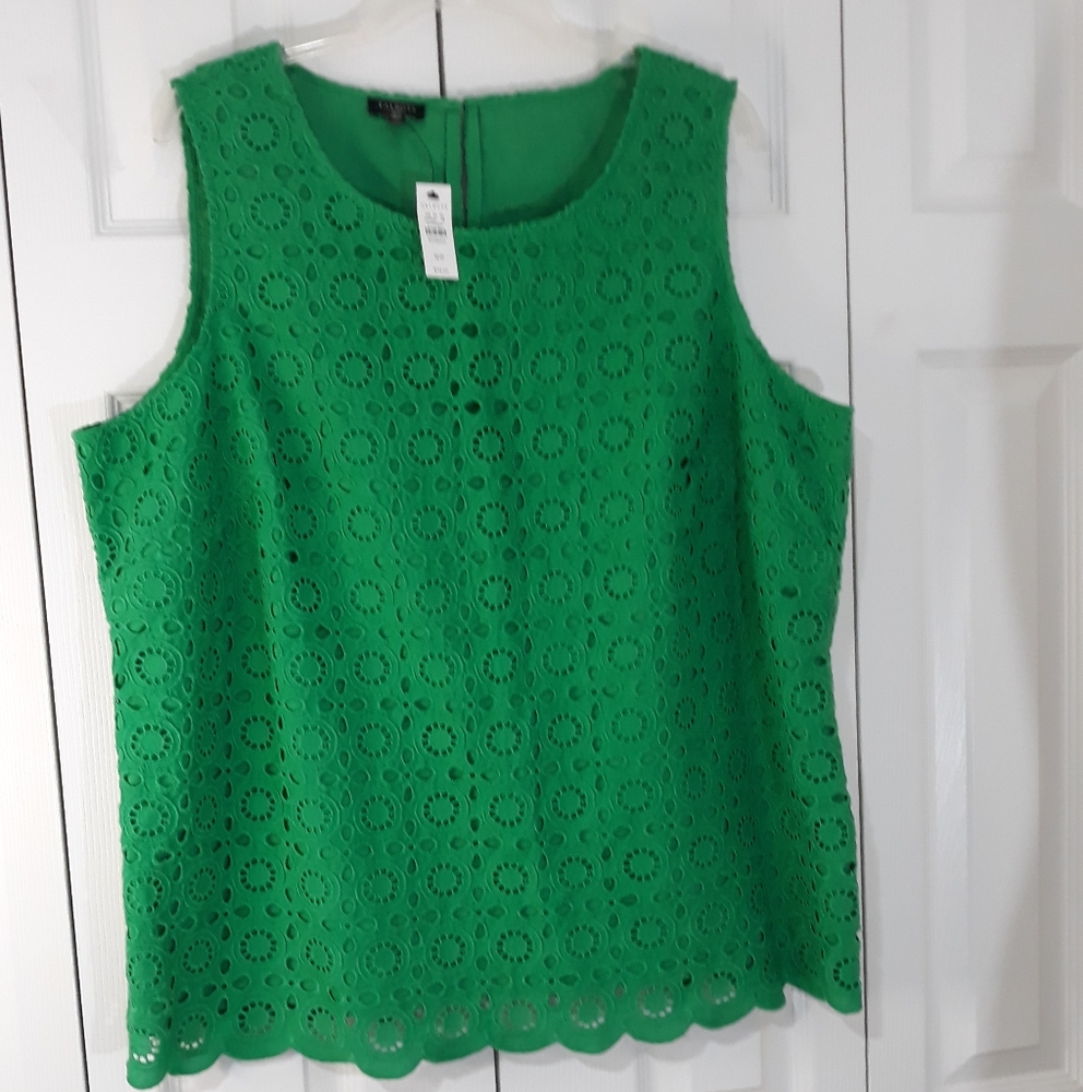 Talbots Vibrant Green Eyelet Sleeveless Top